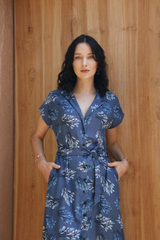 Maisie Dress - Blue Leaf