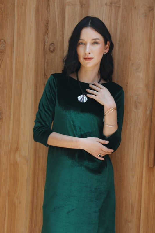 Teddie Velour Dress - Wicked Green Velvet