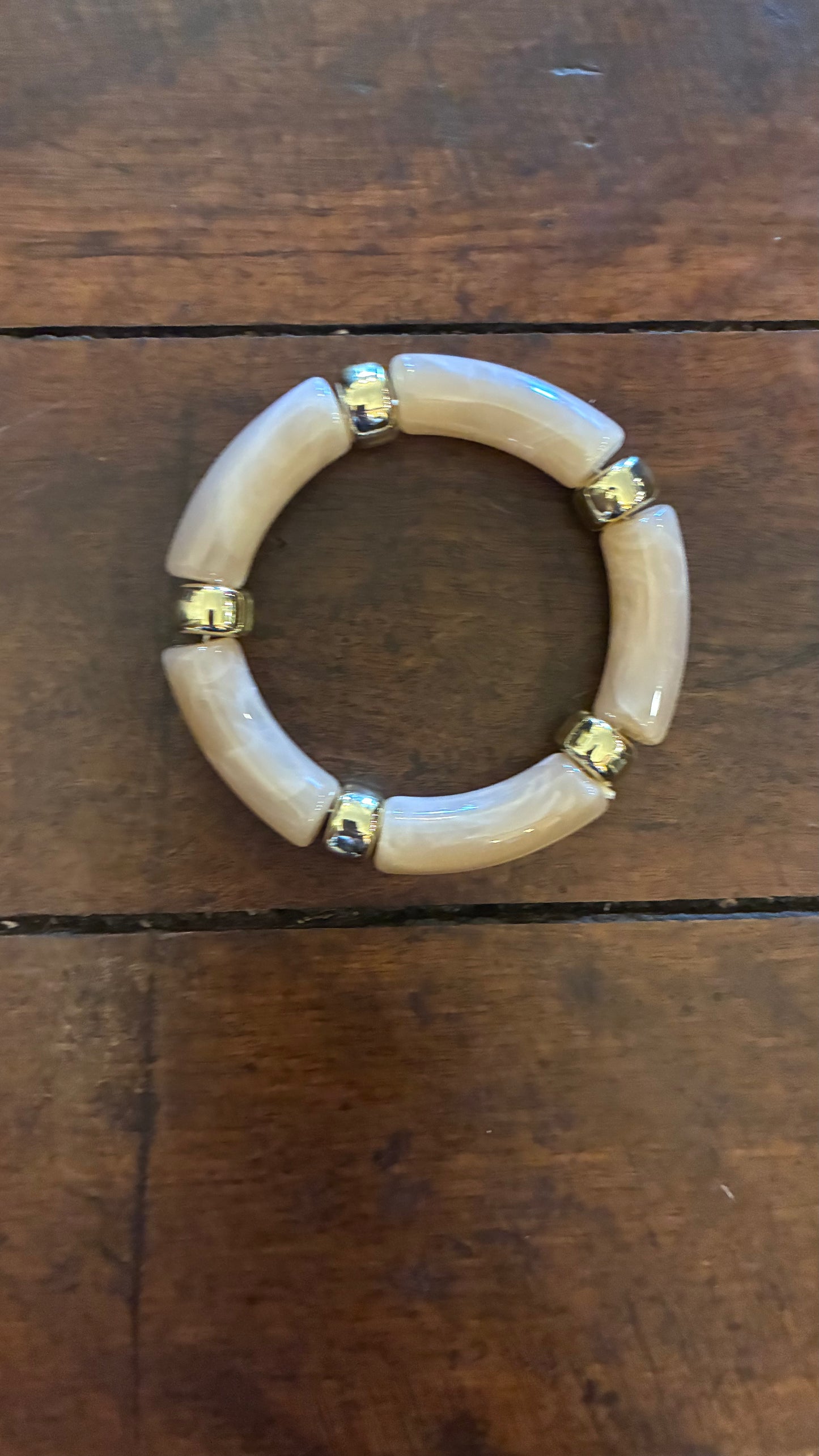 Resin/Gold Elastic Bracelets - Multi