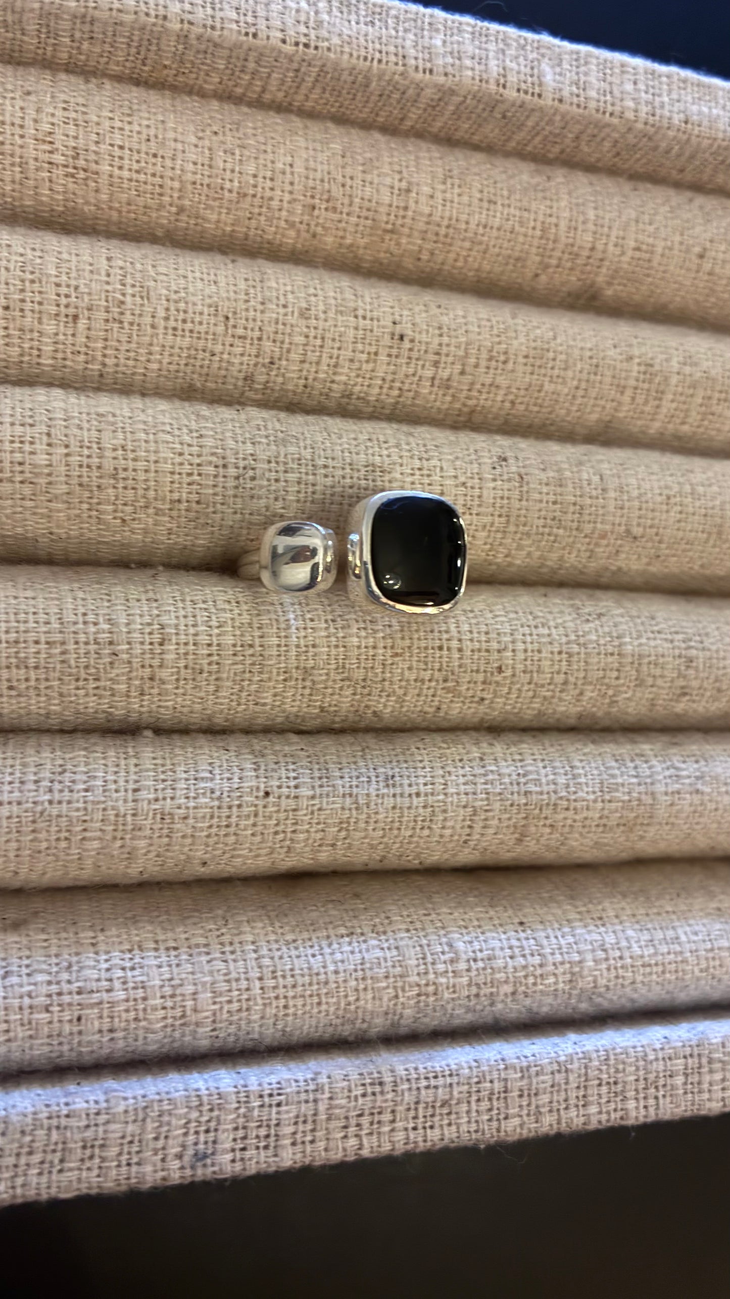 Square Silver & Black Ring