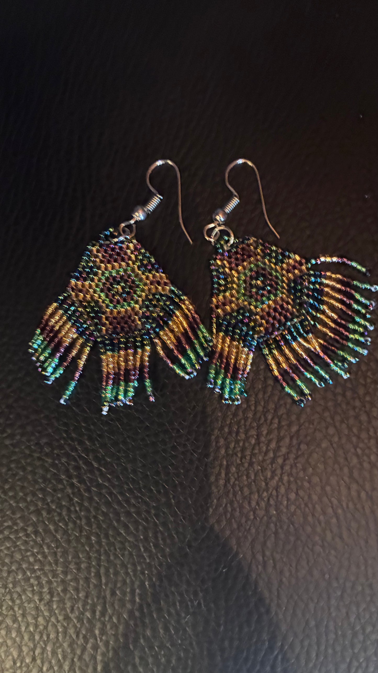 Aztec Beaded Earrings - Teal