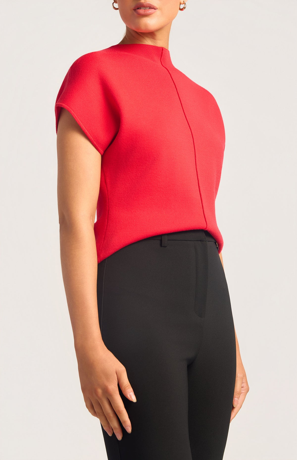 Front Seam Knit Top - Red
