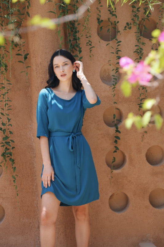 Twiggy Dress - Teal Twill