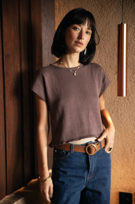 Ellie Knit Tee - Rose Wood