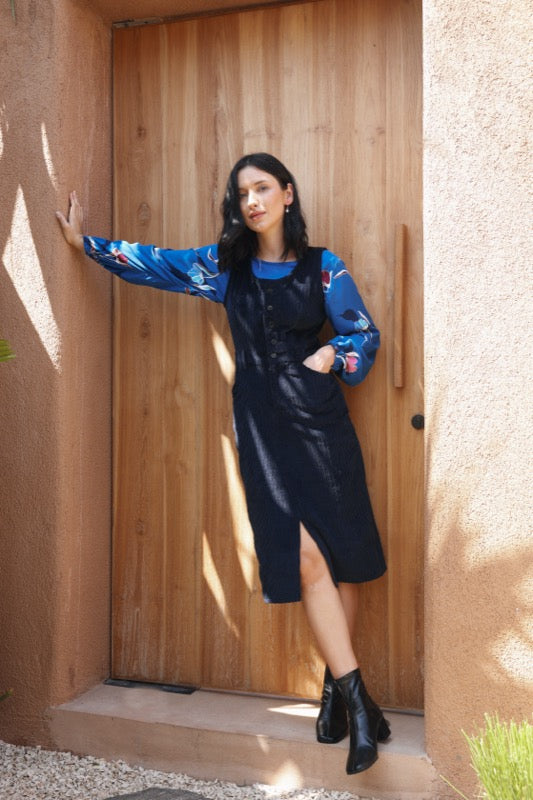 Darcy Pinafore Dress - Navy Corduroy