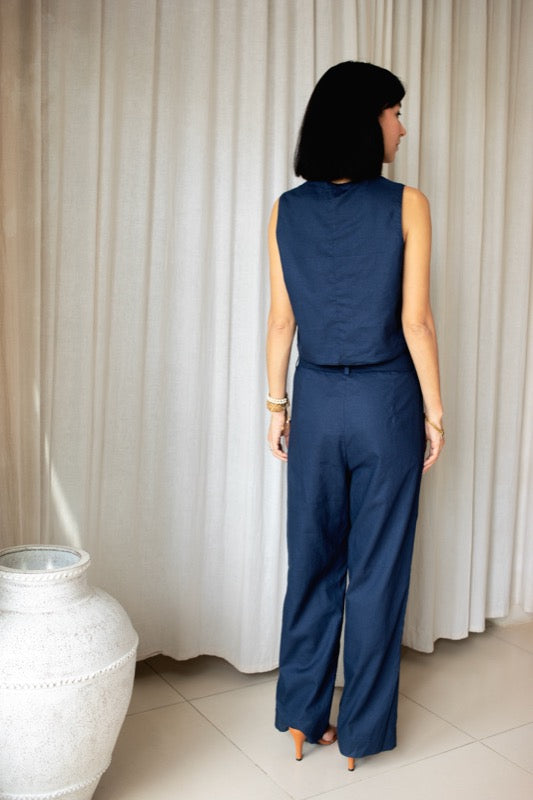 Petra Vest - Navy Linen