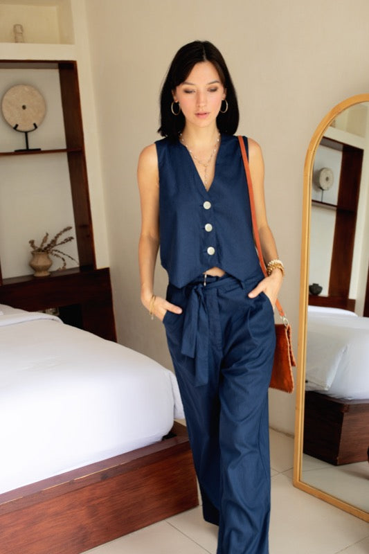Anderson Pants - Navy Linen