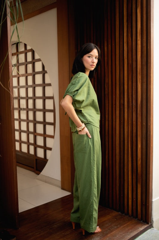 Plath Blouse - Olive Linen