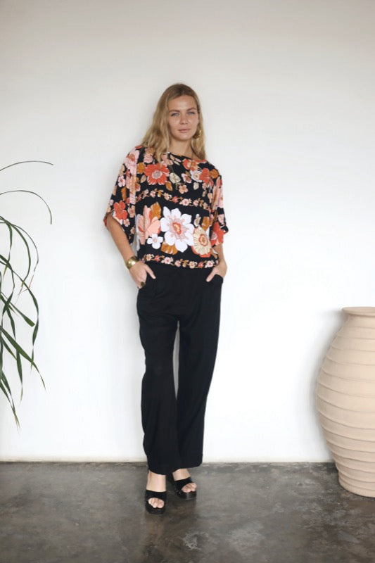 Lily Top - Bordered Floral