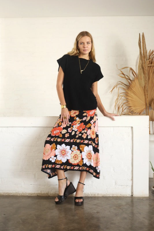 Mira Skirt - Bordered Floral