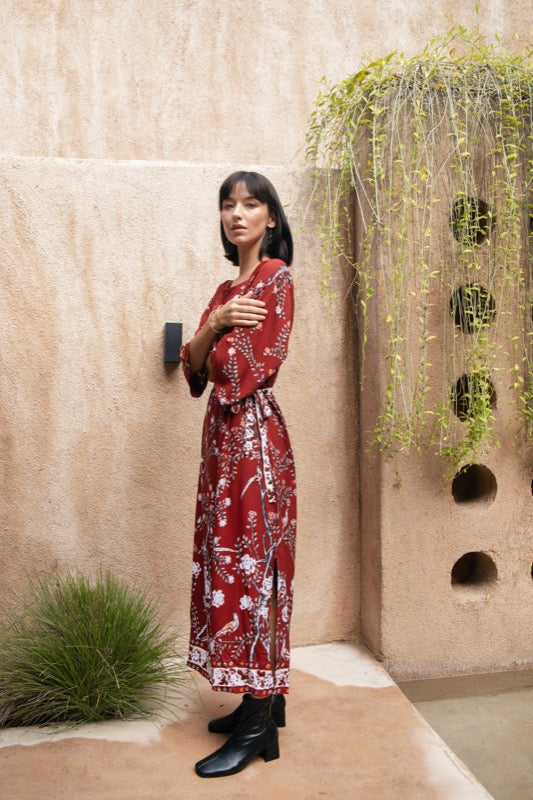 Rose L/S Midi Dress - Love Bird