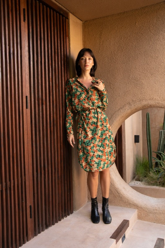 Sandra Long Sleeve Dress - Autumn Leaves