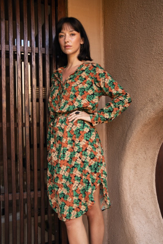 Sandra Long Sleeve Dress - Autumn Leaves