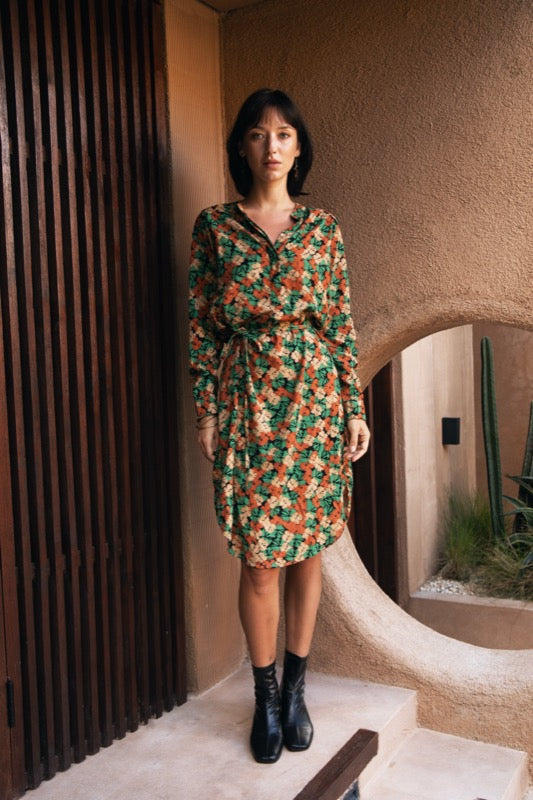 Sandra Long Sleeve Dress - Autumn Leaves