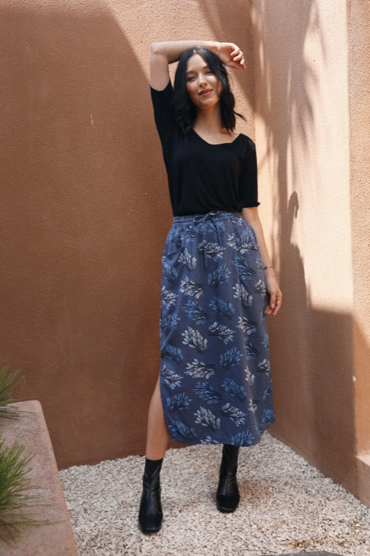 Trisha Skirt - Blue Leaf