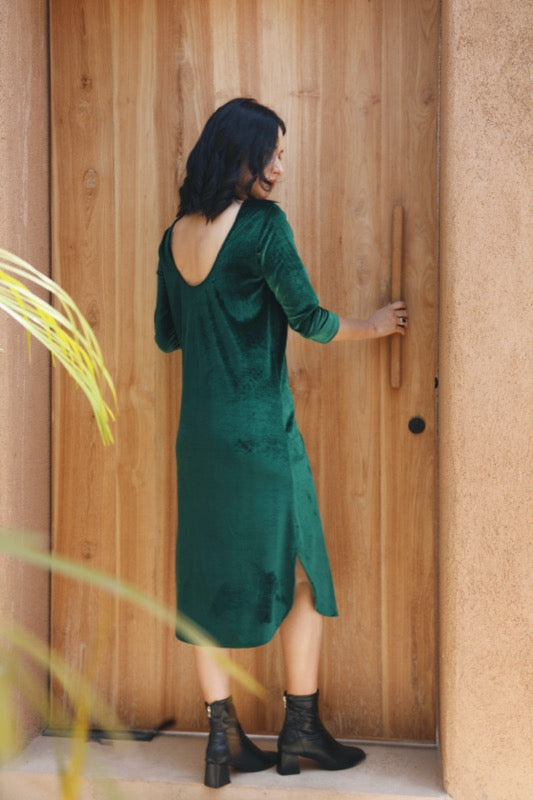 Teddie Velour Dress - Wicked Green Velvet