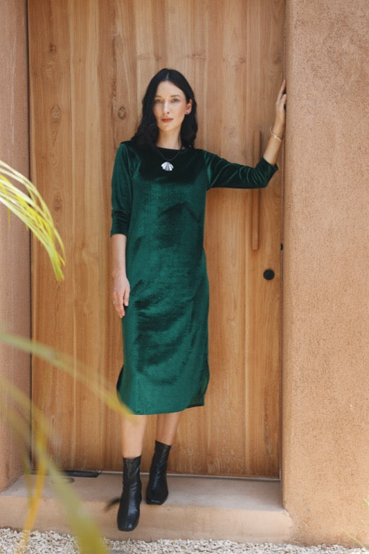 Teddie Velour Dress - Wicked Green Velvet