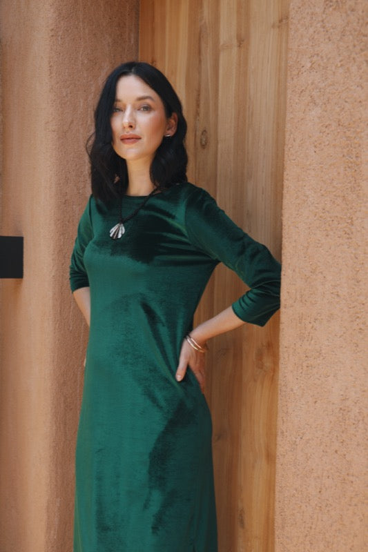 Teddie Velour Dress - Wicked Green Velvet