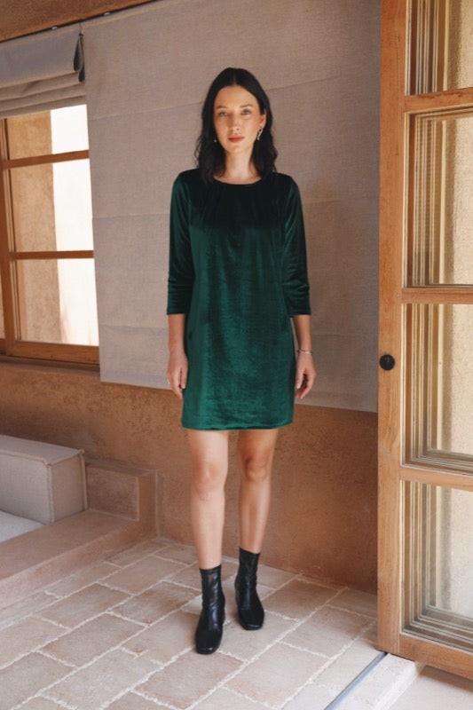 Leona Dress - Wicked Green Velvet