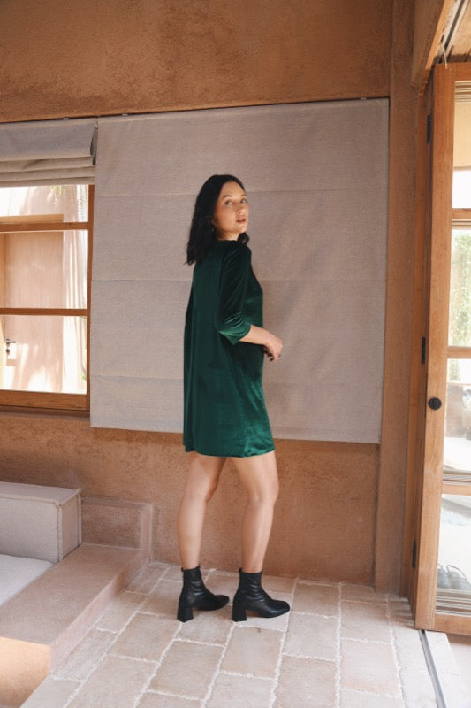Leona Dress - Wicked Green Velvet