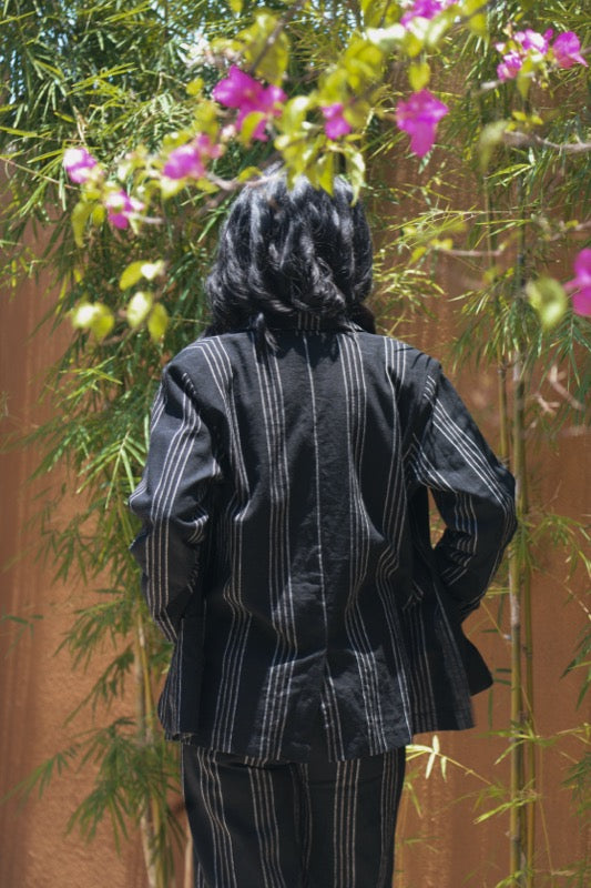 Joelle Blazer - Linen Pinstripe