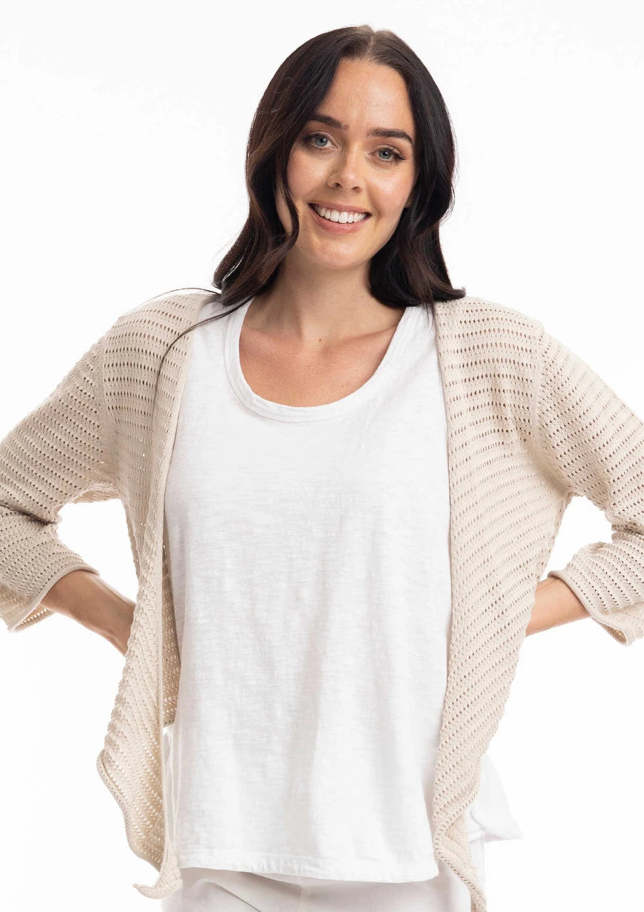 Tie Knit Shrug - Beige