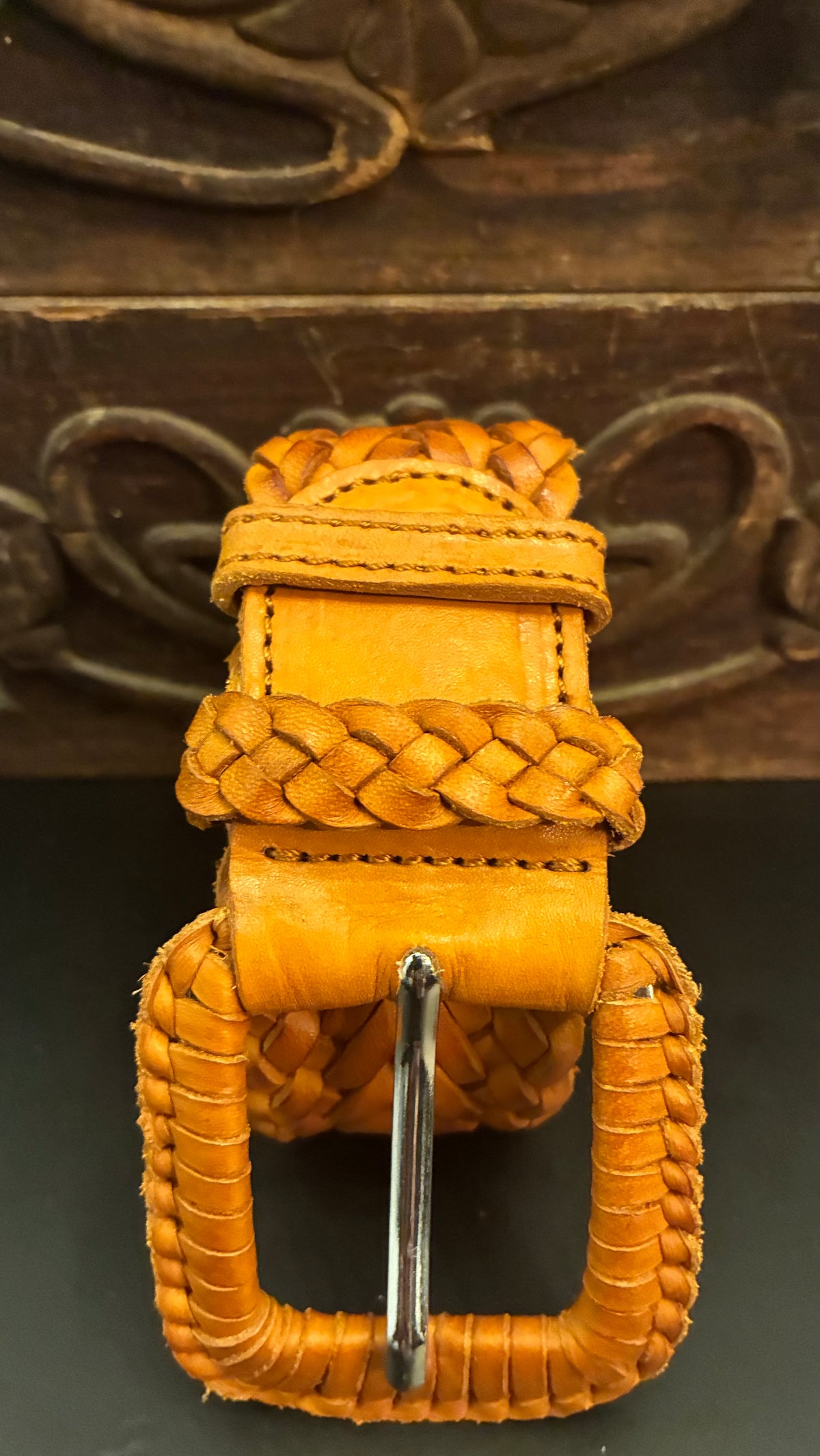 Tasha Leather Weave Belt - DK. Brown / Almond / Tan / Black / Gold / Silver / Wine / Green / Cream / Camel