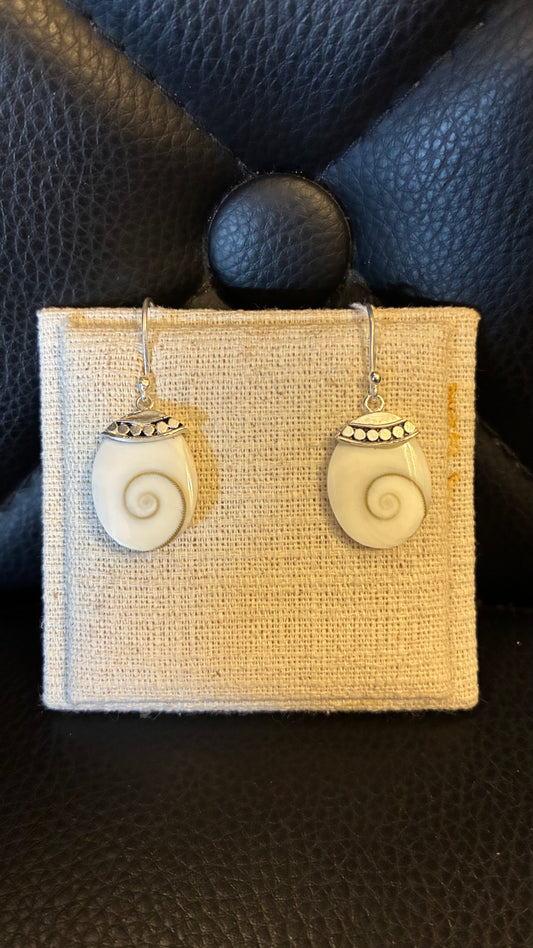 Shell Art Deco Teardrop Earrings - Silver