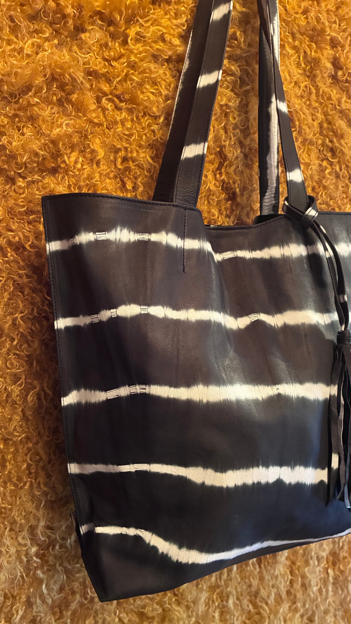 Jenny Tote Bag - Black Bean Tye Dye Leather