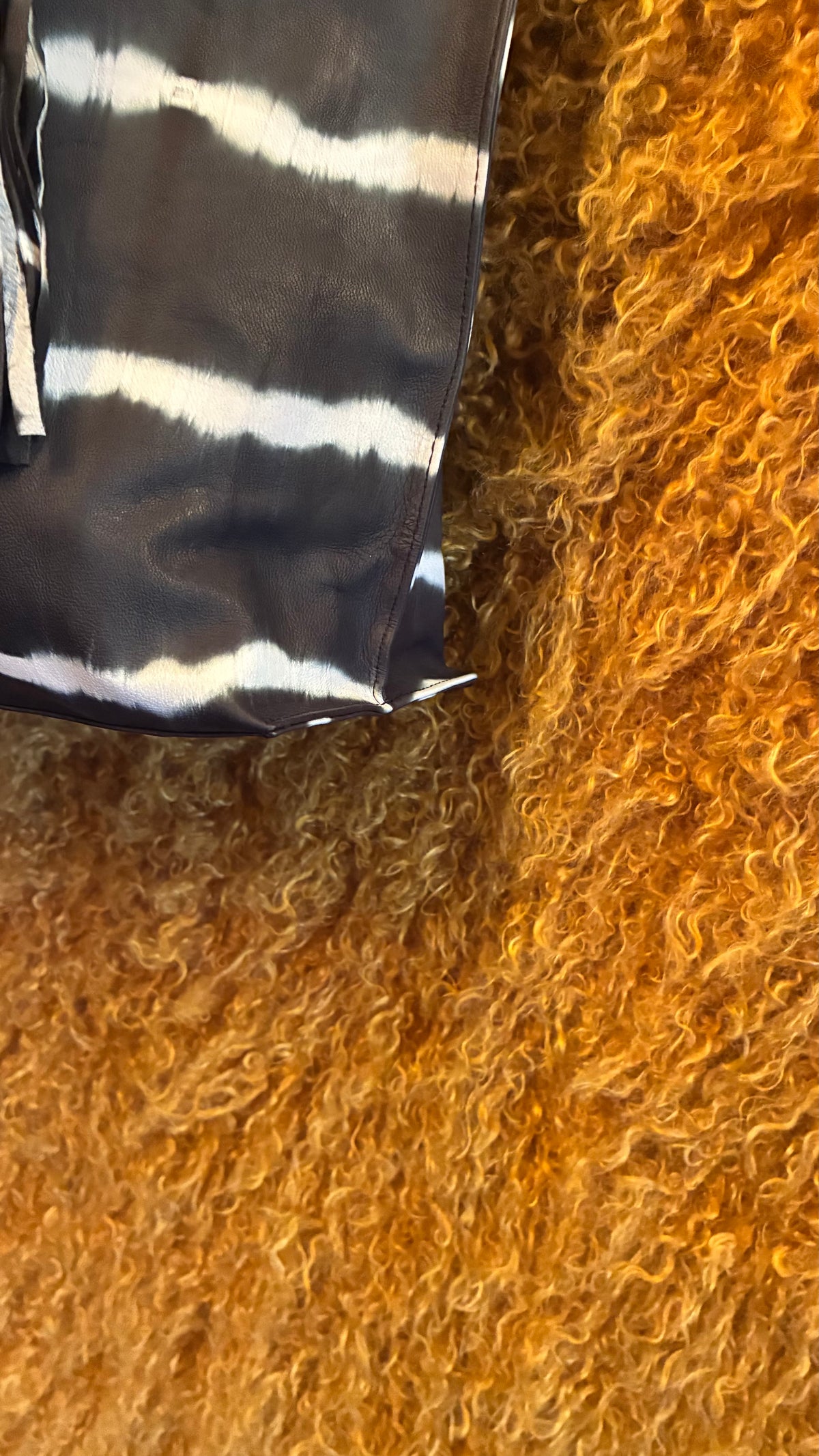 Jenny Tote Bag - Black Bean Tye Dye Leather