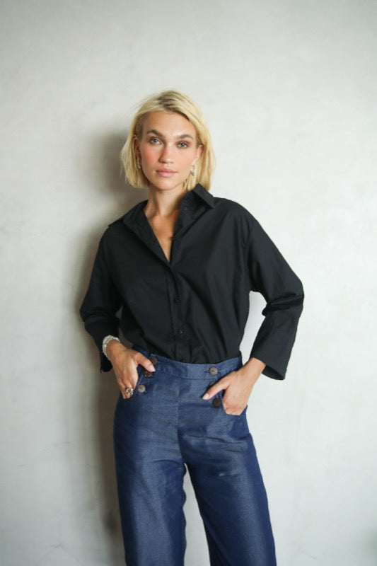 Everlyn Shirt - Black Poplin