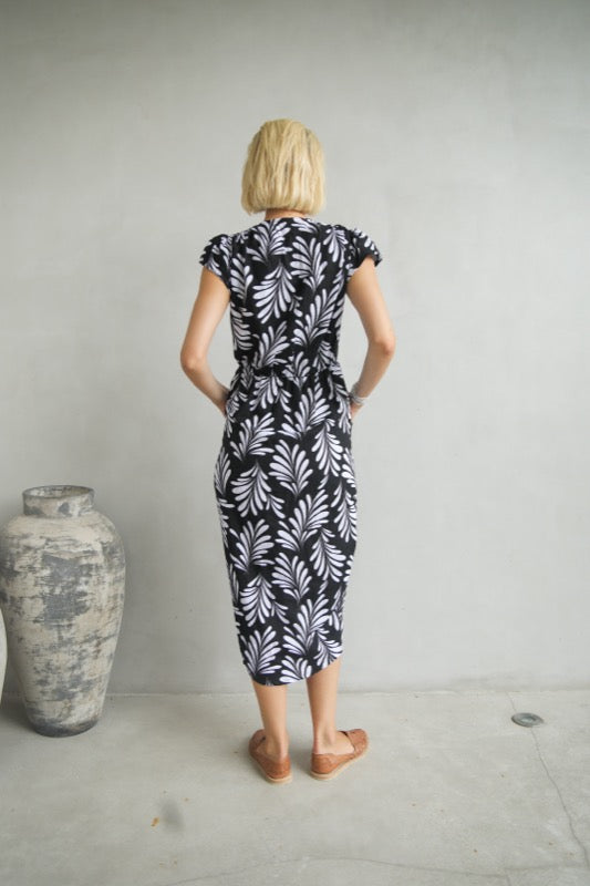 Nicky Dress  - Black & White Ferns