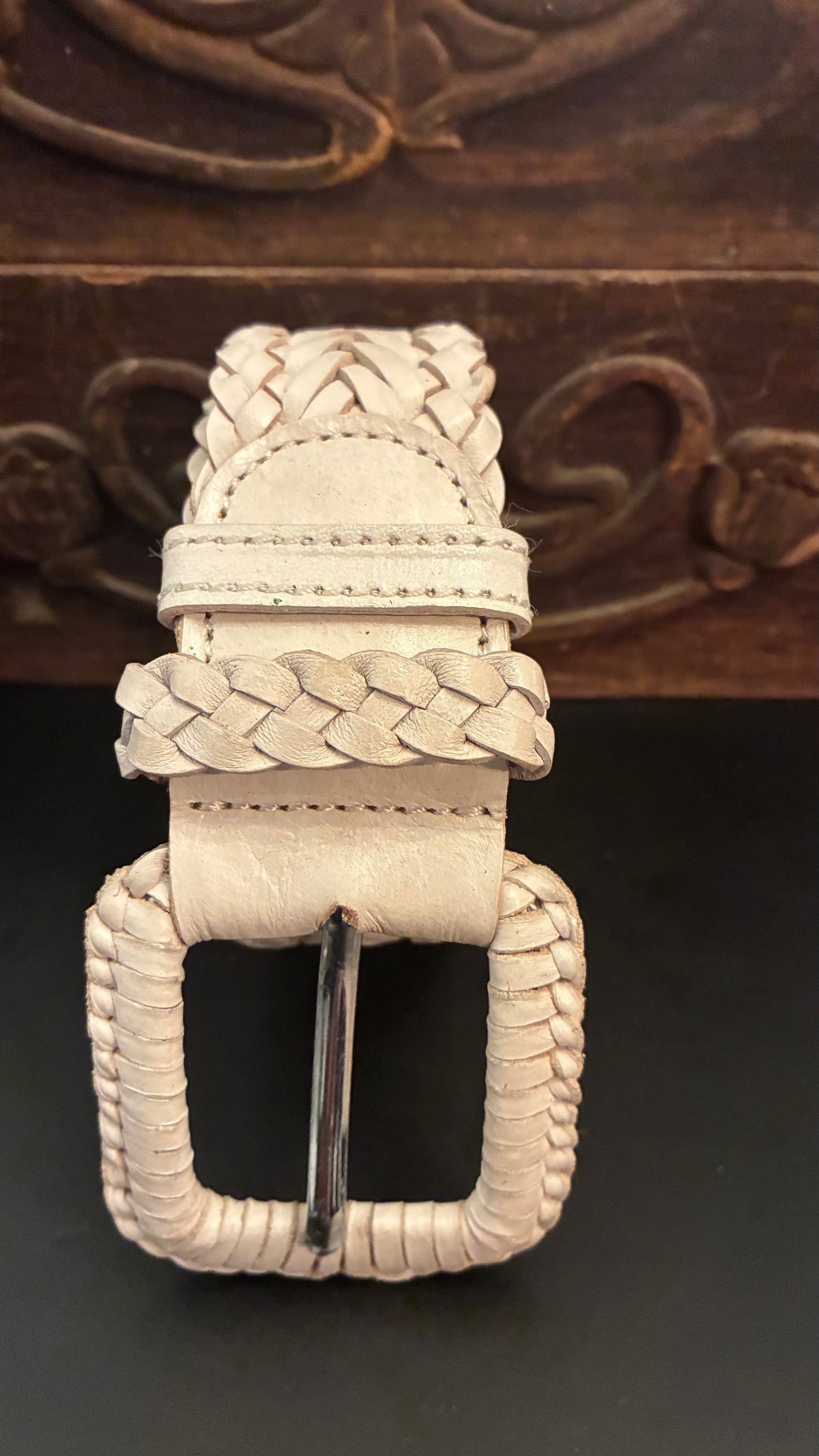 Tasha Leather Weave Belt - DK. Brown / Almond / Tan / Black / Gold / Silver / Wine / Green / Cream / Camel