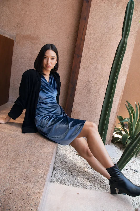 Olive Wrap Dress - NY Blue Velvet