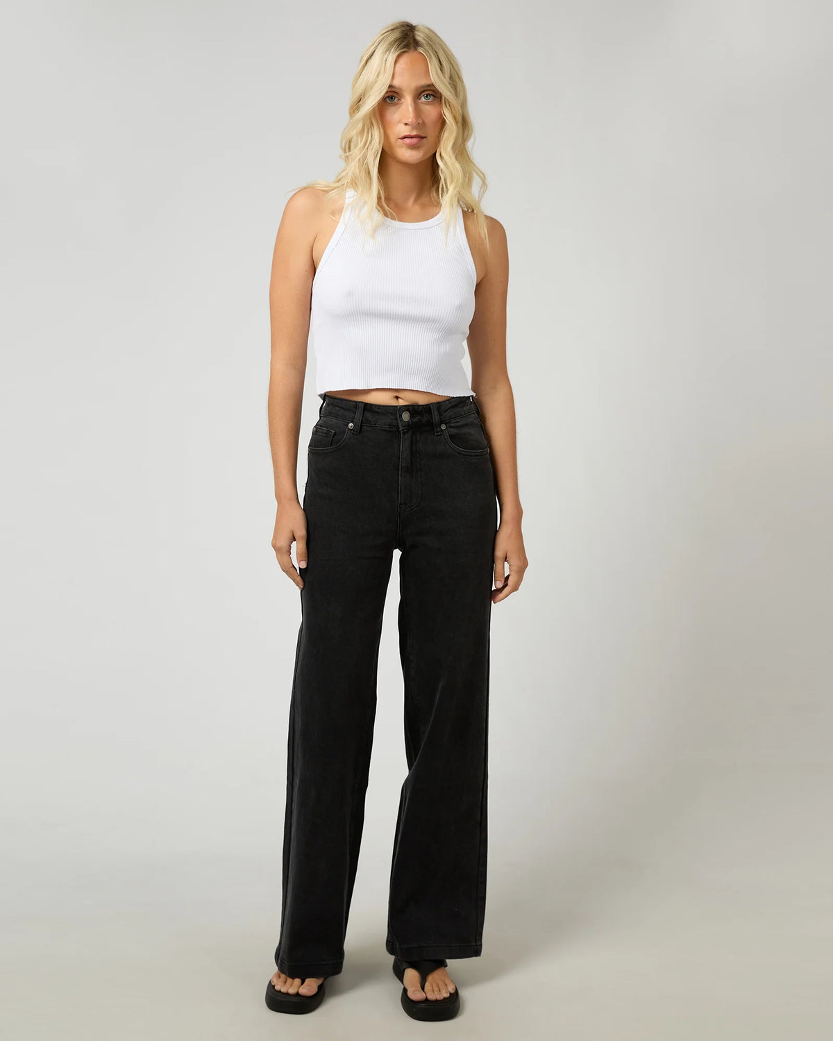 Jacqui Wide Leg Jean - Washed Black