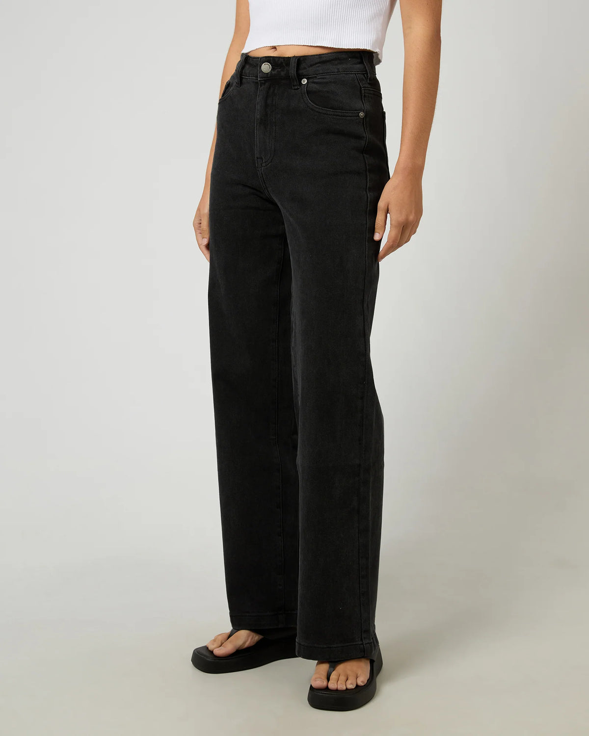 Jacqui Wide Leg Jean - Washed Black