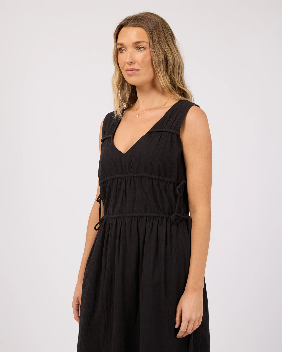 Heidi Ruched Maxi Dress - Black