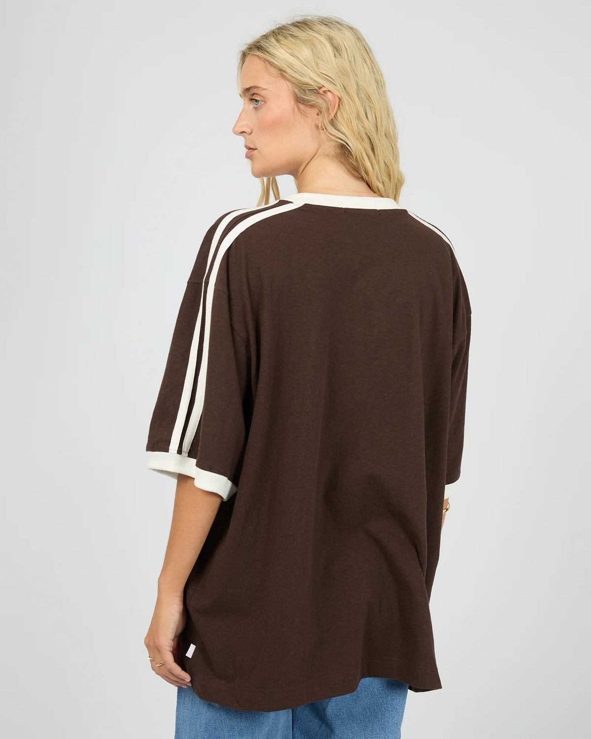 Zulu Panel Oversized V-Neck Tee - Brown