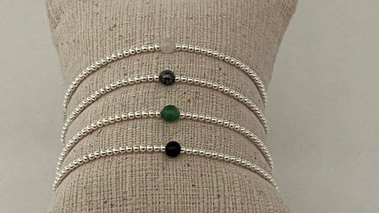 Grace Bracelet - Rose Quartz , Hematite, Jade, Black Onyx