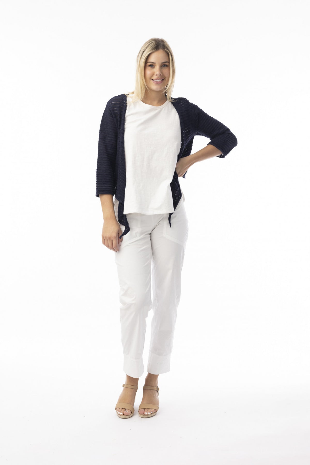 Tie Knit Shrug - Navy