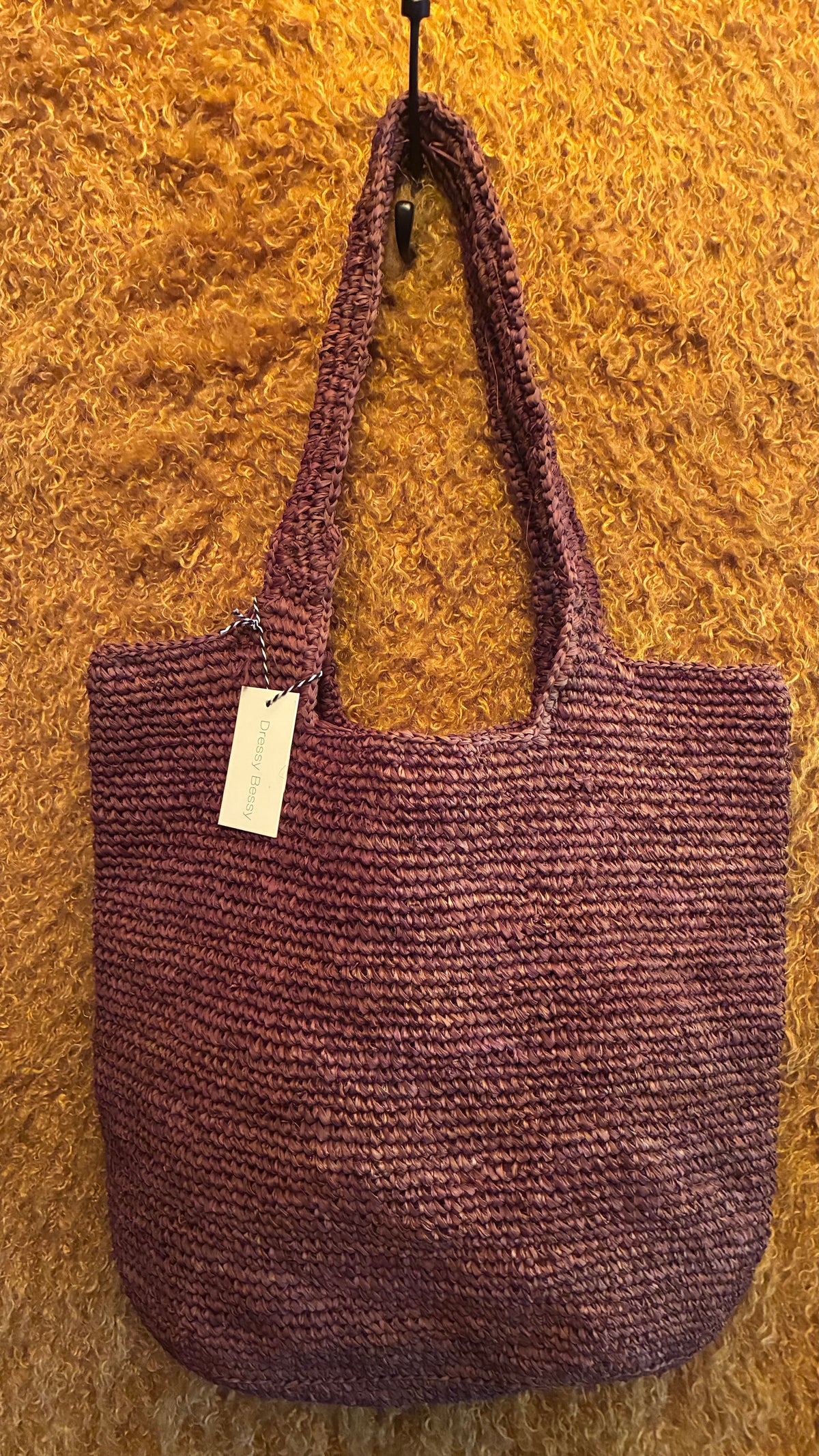 Raffia X-Large Peg Bag - Chocolate