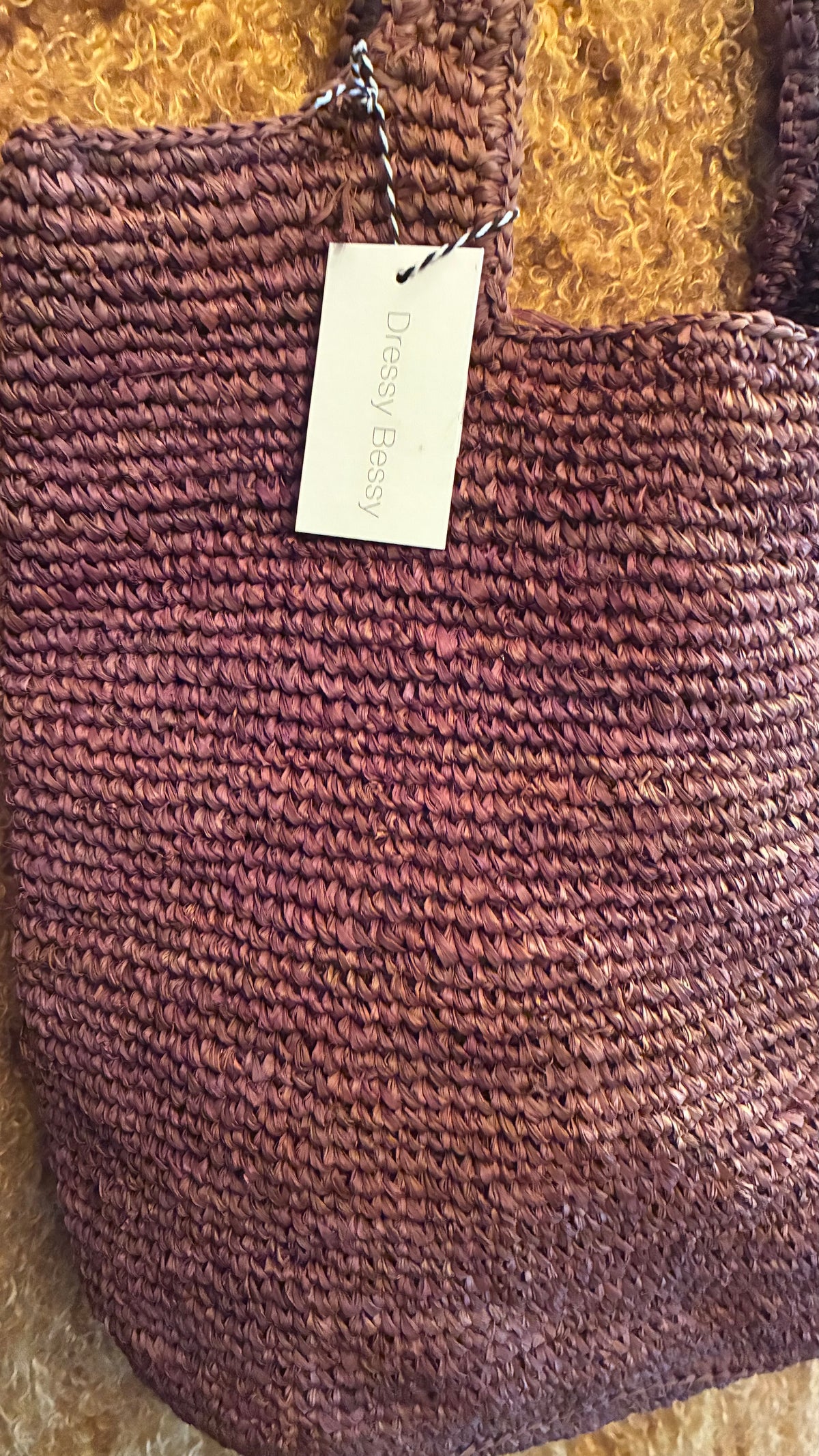 Raffia X-Large Peg Bag - Chocolate