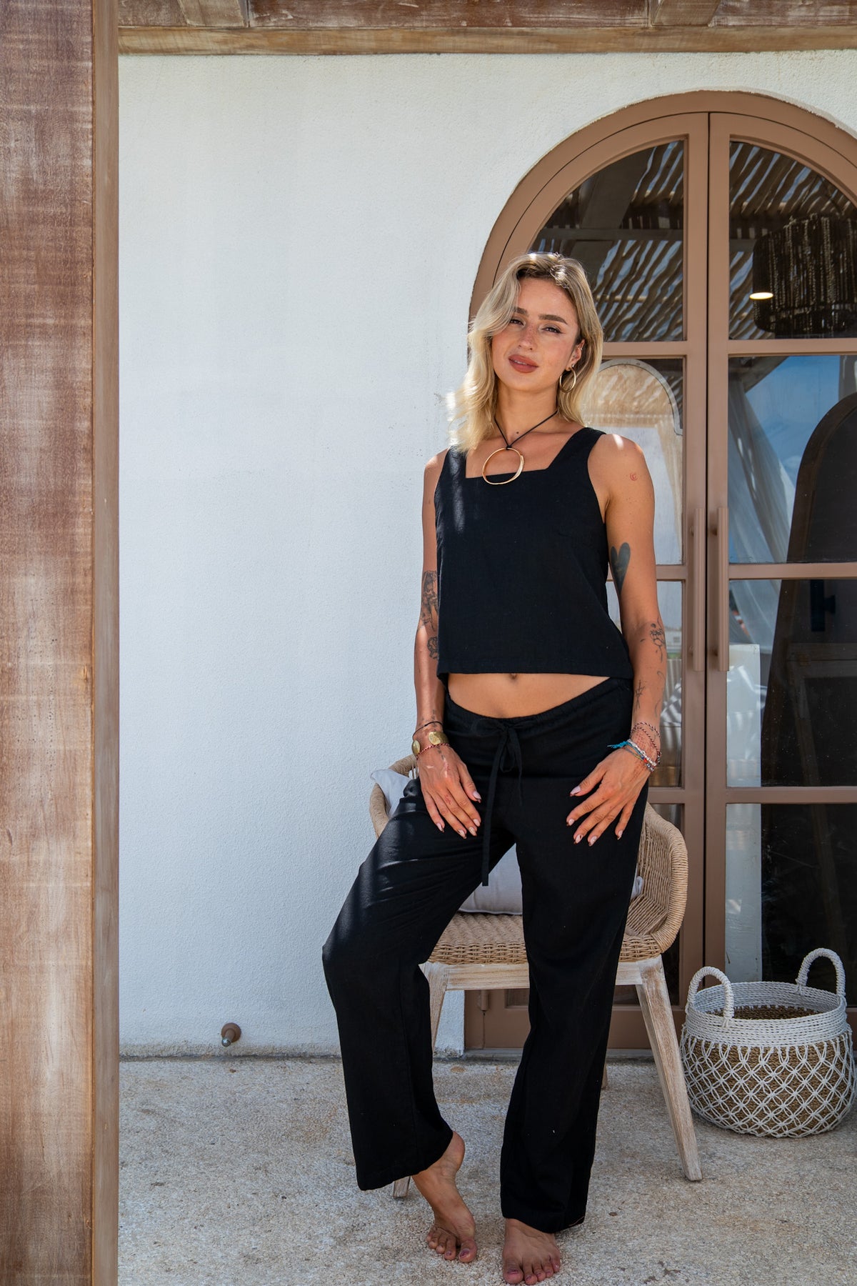 Coco Top - Black Linen