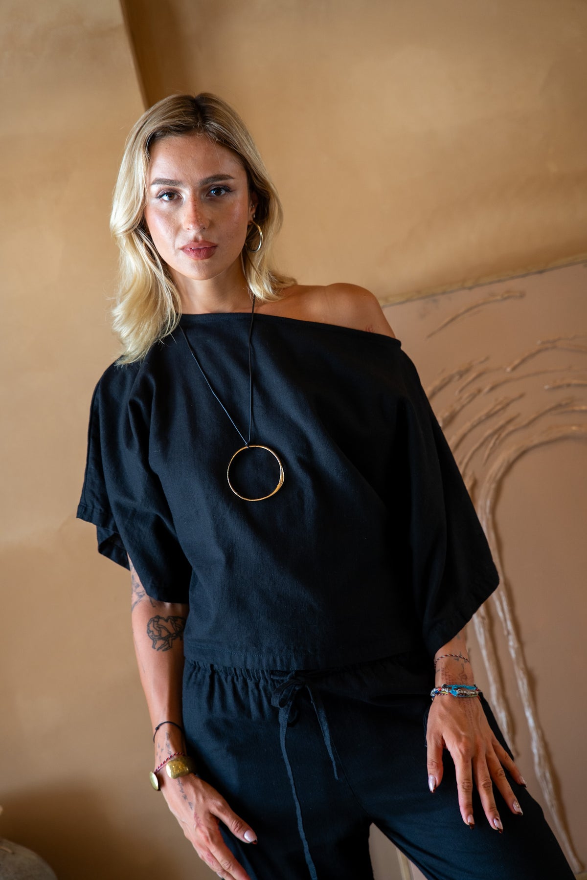 Lily Top - Black Linen