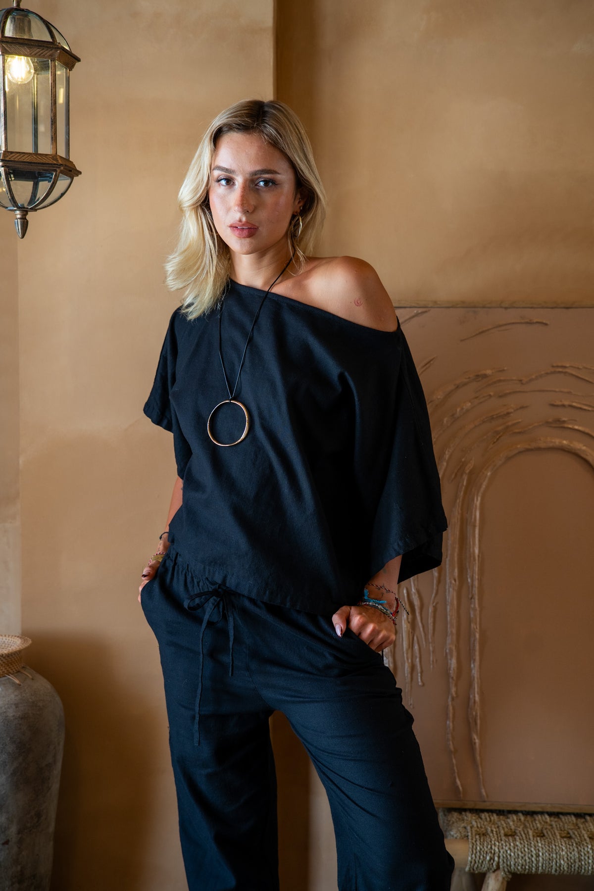 Lily Top - Black Linen
