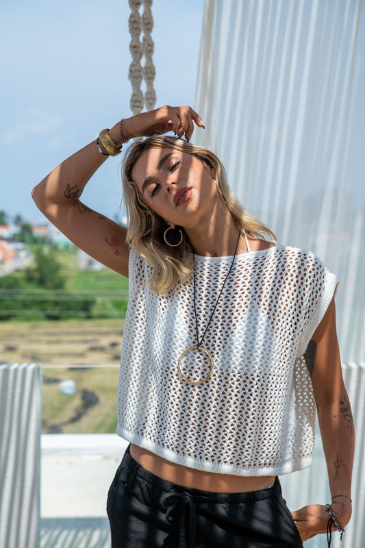 Cheska Knit Vest - Cream