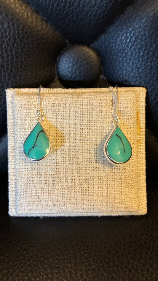 Turquiose Teardrop Earrings - Silver