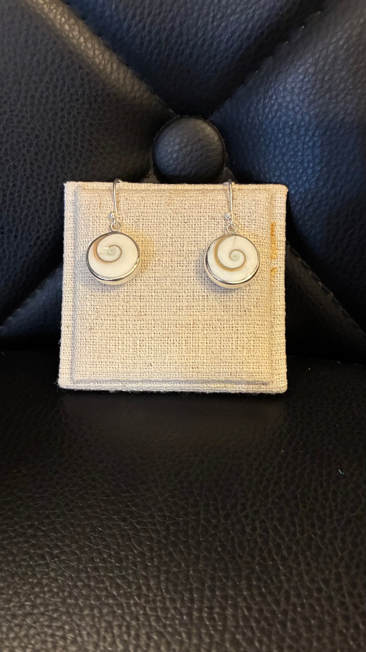 Shell Round Dangle Earrings - Silver