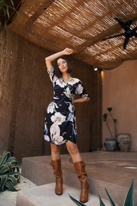 Olive Wrap Dress - Large Lily