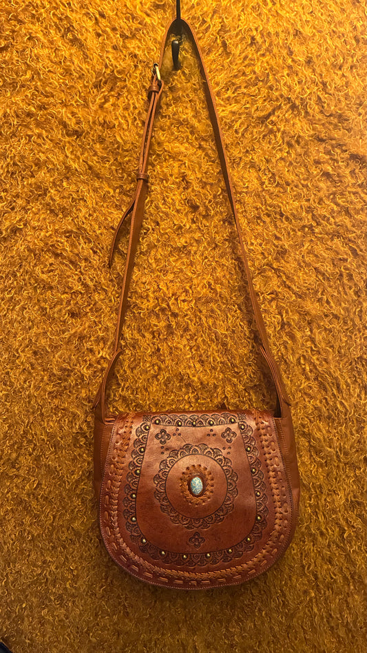 Kanika Bag - Tan & Turquoise